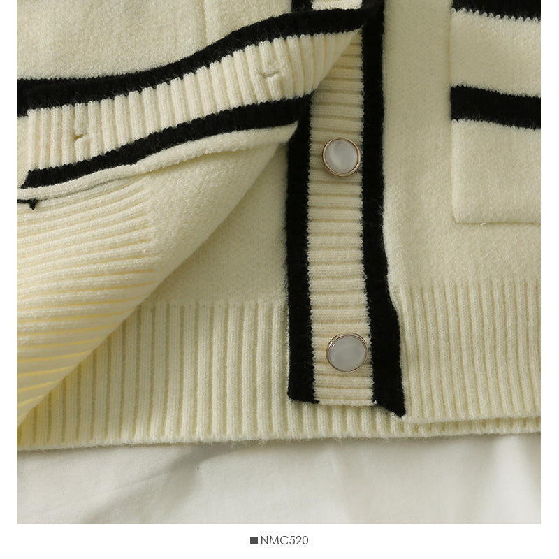 Sweater women's new striped loose thin single breasted sweater  2073