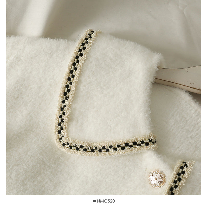 Winter bright silk bonded Plush sweater women's loose and thin doll collar coat  2021