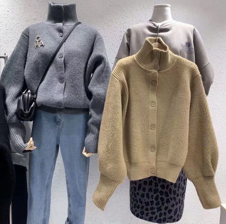 Sweater jacket, thickened, loose, lazy, turtleneck, winter's new bat-sleeved cardigan  1399