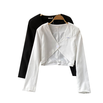 Hong Kong style suit coat women's one button small suit  1542