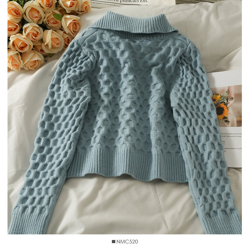 Korean bow tie tie short slim long sleeve sweater women  1888