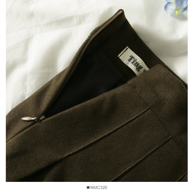 Retro High Waist thin solid color versatile skirt  2555