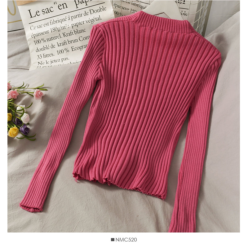 Design cross vertical stripe V-neck tight and slim knit  1879