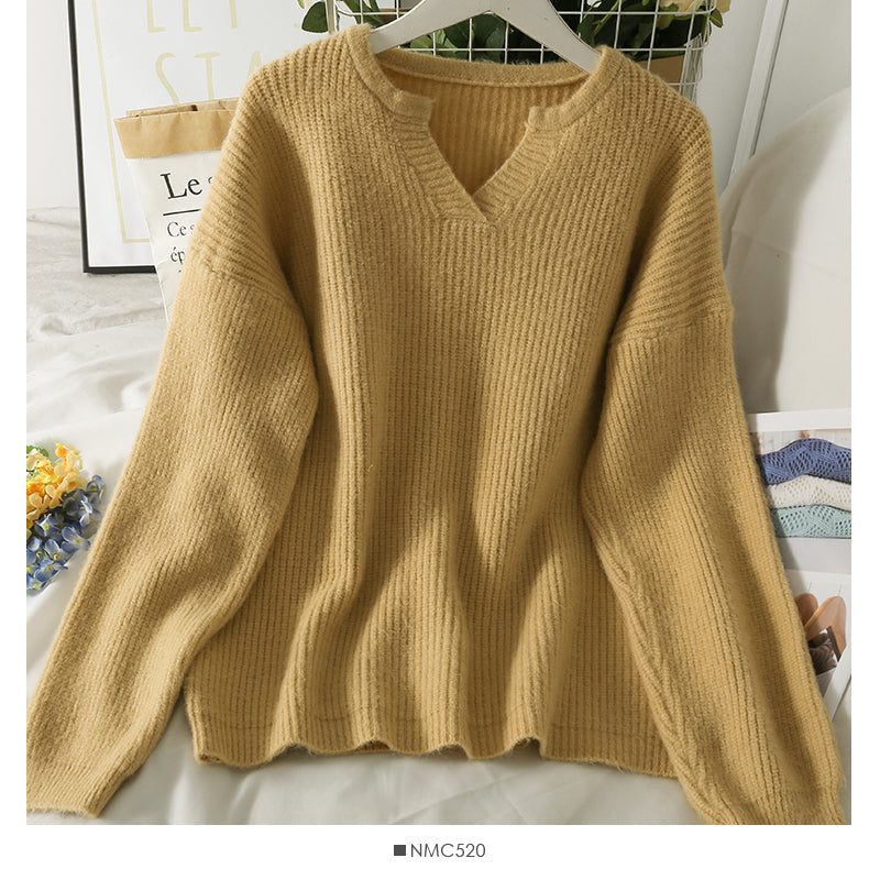 Korean version of thin, medium and long Pullover solid color sweater female  1786