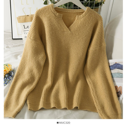 Korean version of thin, medium and long Pullover solid color sweater female  1786