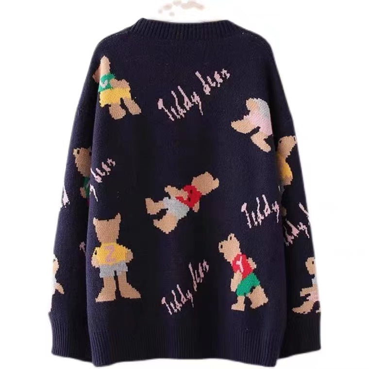 Vintage, loose, preppy sweaters, printed cardigans  1410