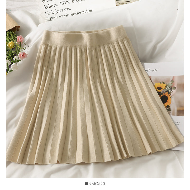 Waist slim knit A-line skirt women's versatile short skirt  2502