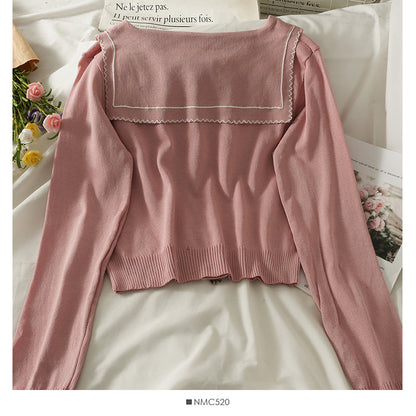 Striped single breasted short slim knit  1921