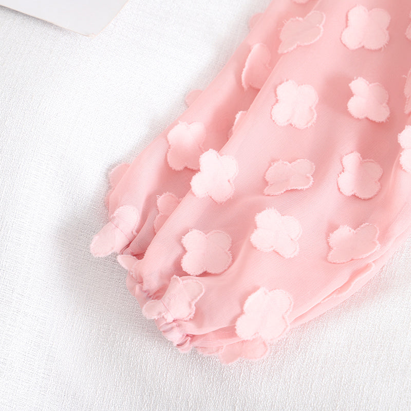 Sweet applique long sleeve cropped sweater  1480