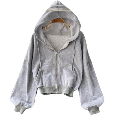 Sweater cardigan coat Long Sleeve hooded blouse female  1529