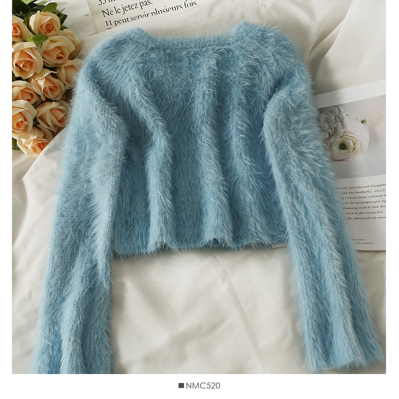 Women's autumn decoration, slim body, short long sleeved sweater  1891