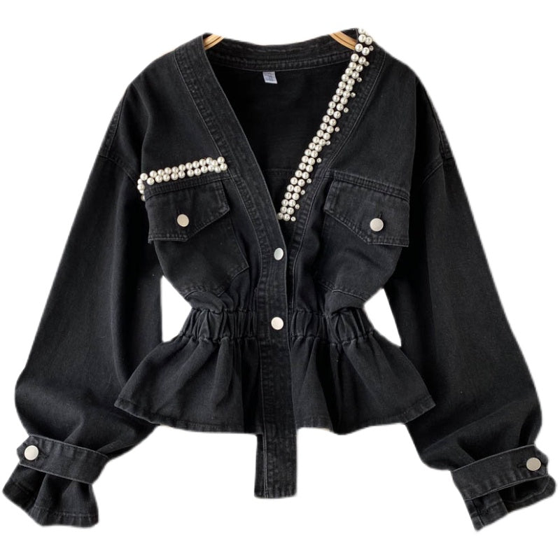 Denim jacket feminine V-neck  1513