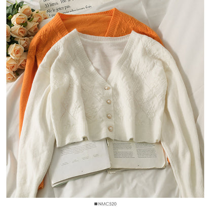 Korean Plaid small short single breasted cardigan sweater  1953