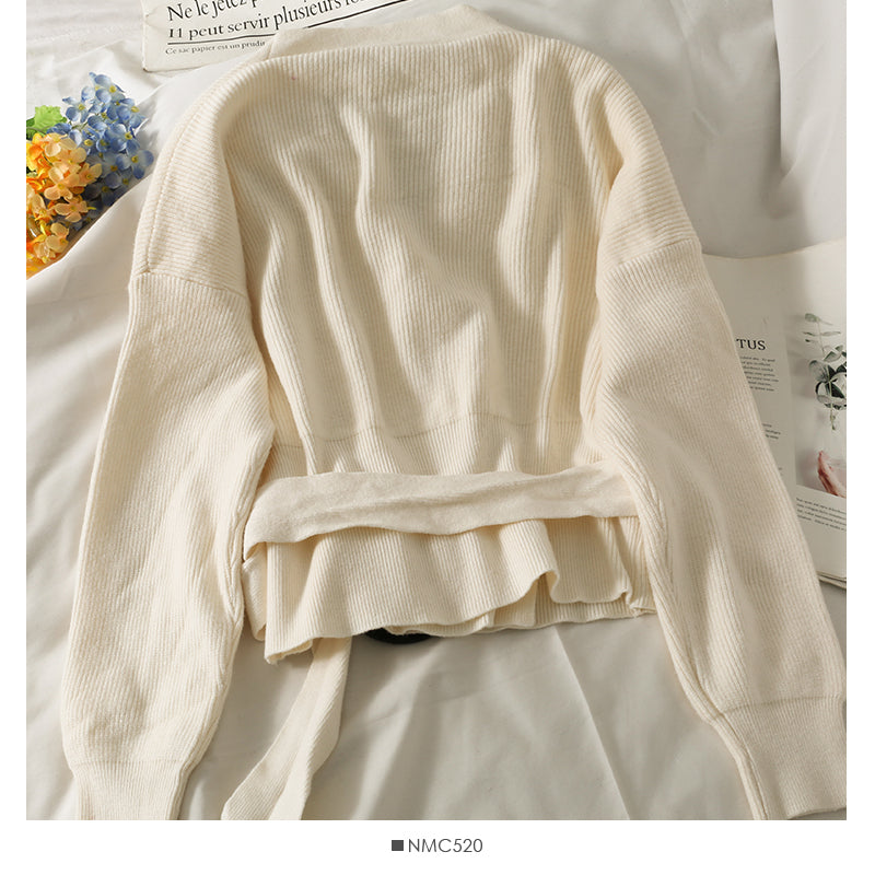 French niche design cross V-Neck long sleeve sweater  1972