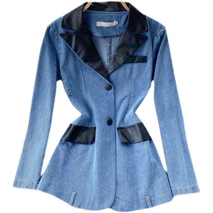 Denim coat women's waist closing thin coat  1525