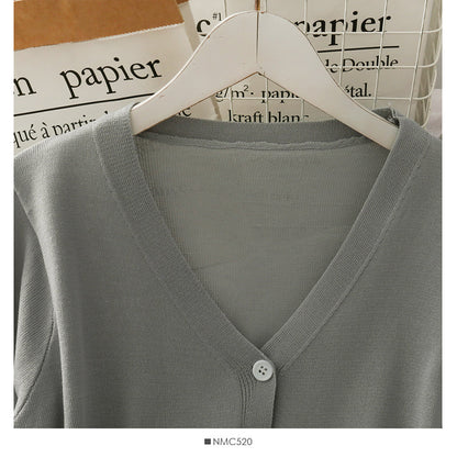 Korean Vintage V-neck single breasted long sleeved sweater for women  1782