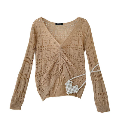 Hollow out design V-Neck Sweater for women  1582