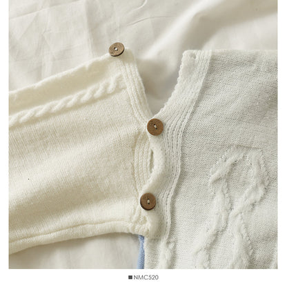 French minority color contrast stitched single breasted sweater for women  1931