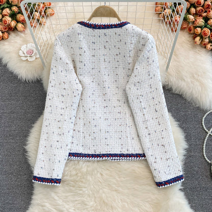 Retro small fragrant tweed coat female  1667