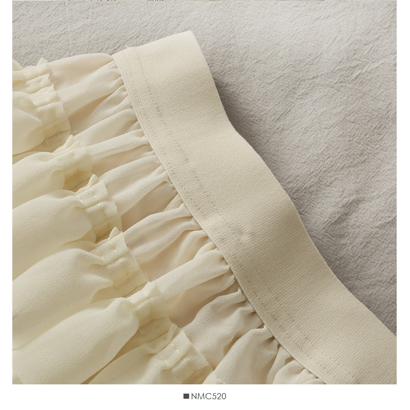 Ruffle edge super fairy medium long high waist cake skirt  2483