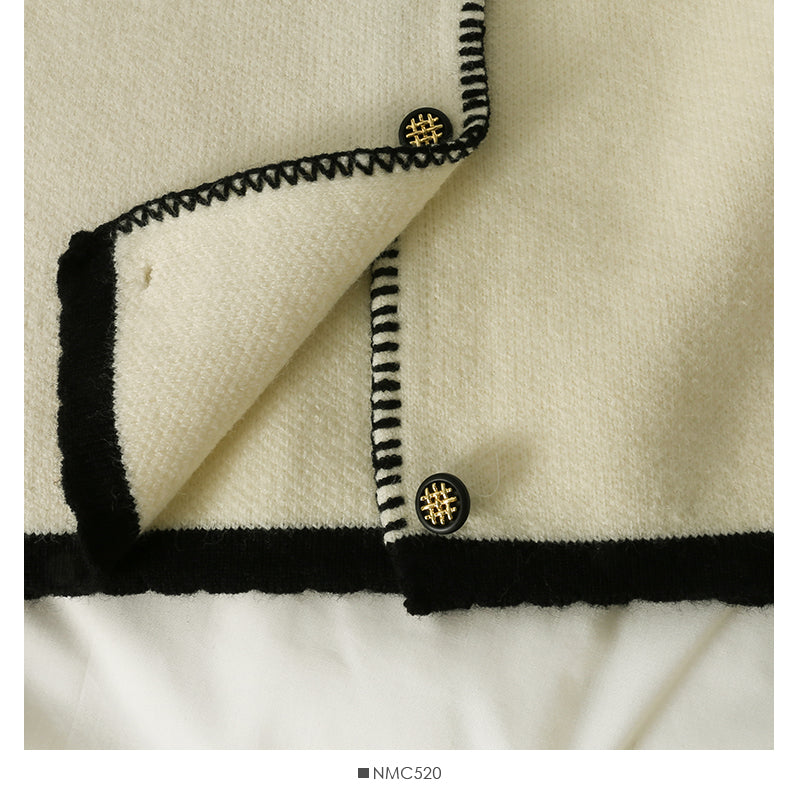 Sweater women's bag side single breasted cardigan top color matching slim fit bottomed sweater  1983