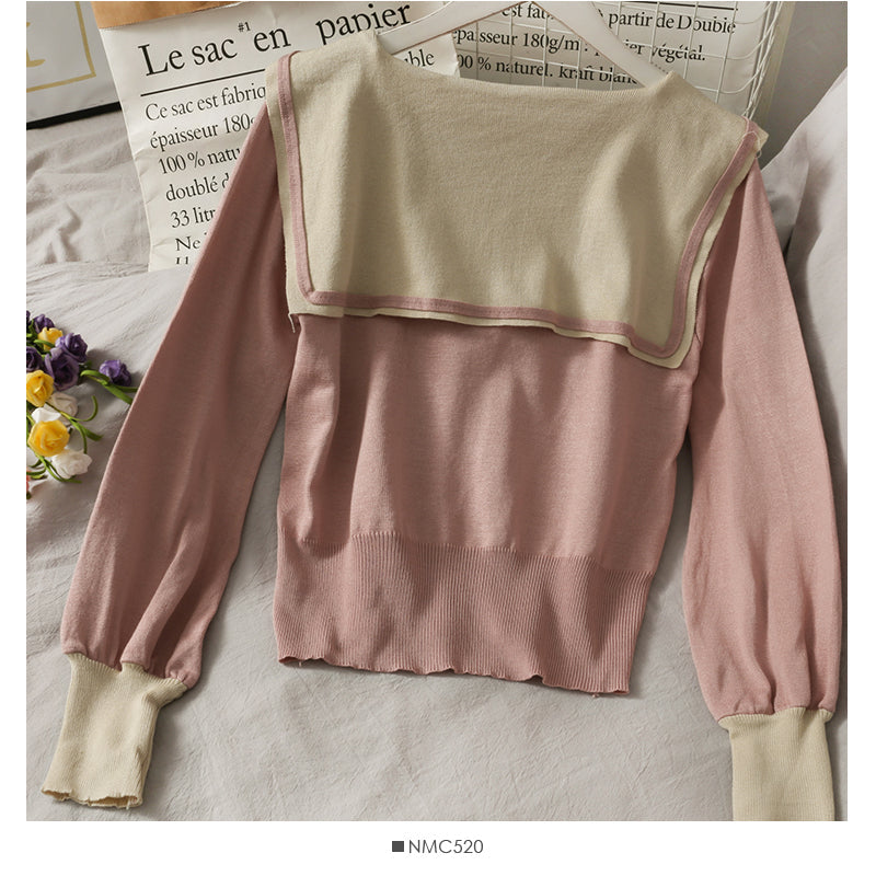 New bow V-neck contrast stitching women's T-shirt  1948