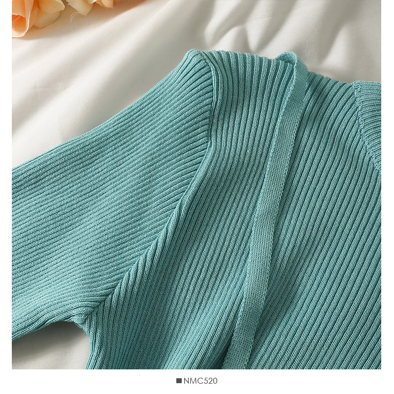 Korean bow tie tie short versatile long sleeve Pullover Top  1981