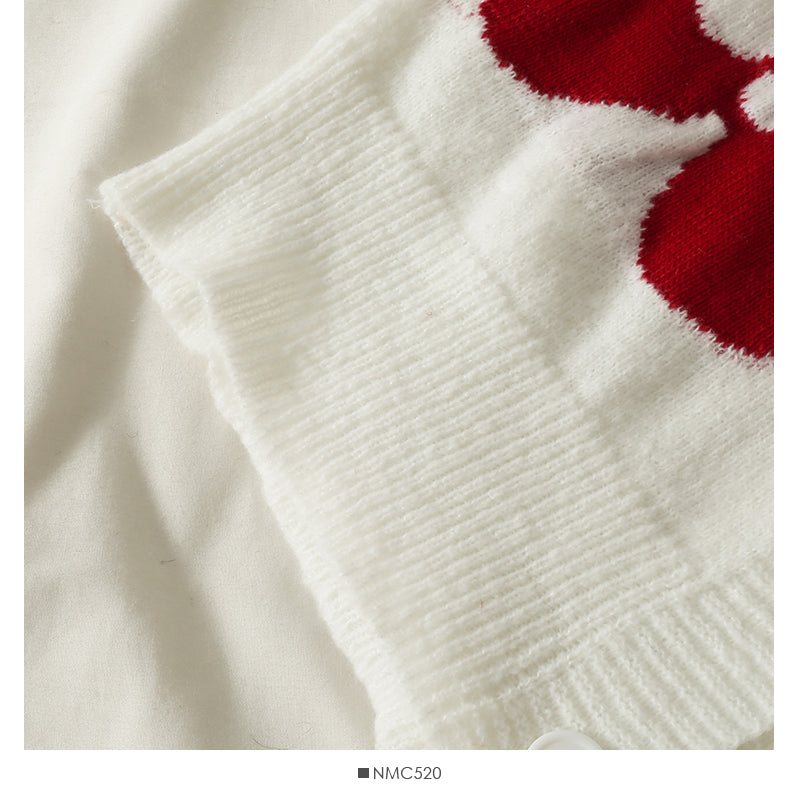 Slim low neck single breasted printed sweater women's new long sleeve versatile cardigan sweater  2082