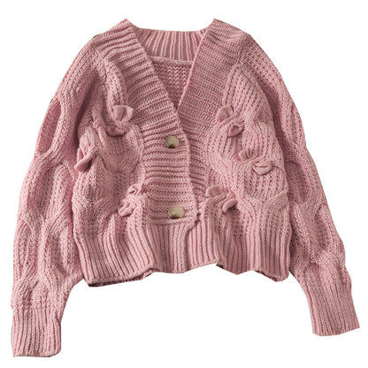 Loose and thin two button cardigan sweater in autumn  1742