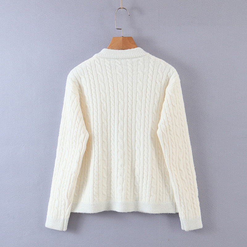 Pearl button cardigan sweater for women's dress with small fragrance and twist design  1350