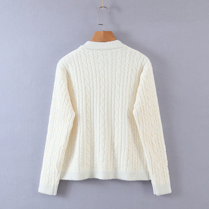 Pearl button cardigan sweater for women's dress with small fragrance and twist design  1350