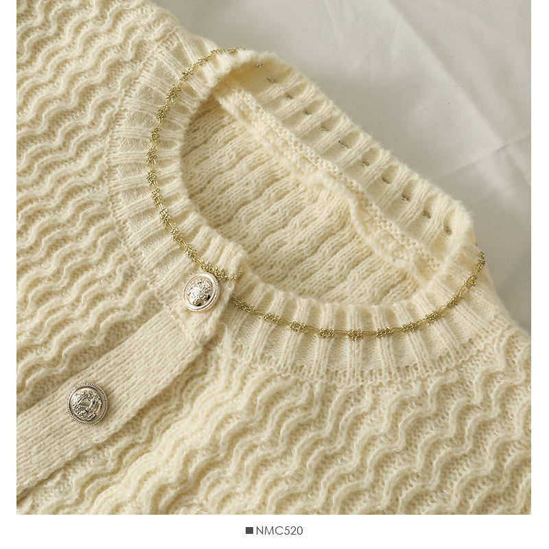 Sweater women's Phnom Penh wave edge stripe single breasted  1854