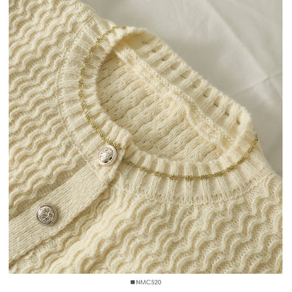 Sweater women's Phnom Penh wave edge stripe single breasted  1854