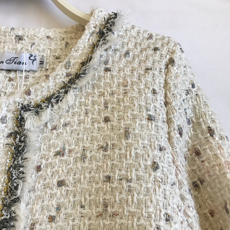 Small fragrant clothes retro short coat spring tassel round neck small coat  1663