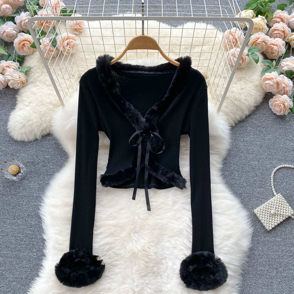 Slim fit short lace up cardigan top  1626