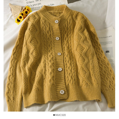 Sweater women's sweater solid color versatile twist top  1770