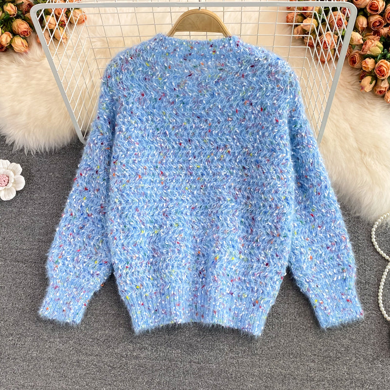 Cute round neck long sleeve sweater  1475
