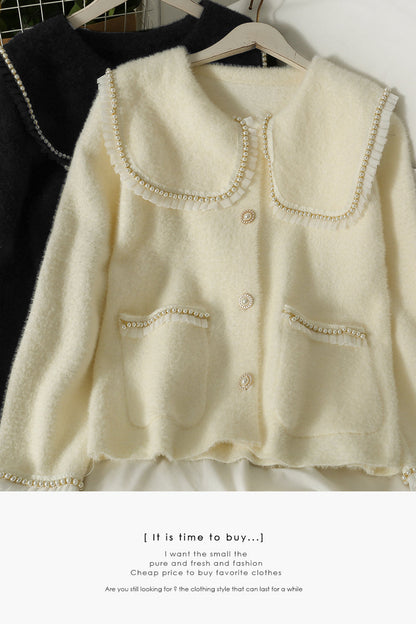 Plush loose coat feminine versatile long sleeved sweater  1798