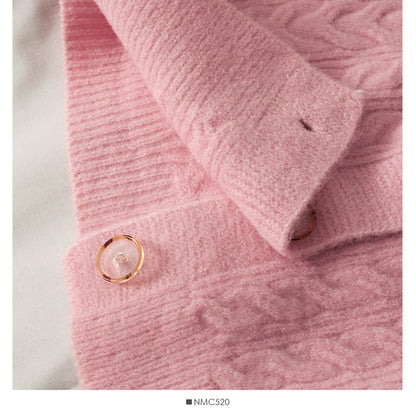 Sweater women's Linen single breasted V-neck  1858