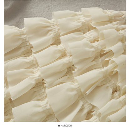 Ruffle edge super fairy medium long high waist cake skirt  2483