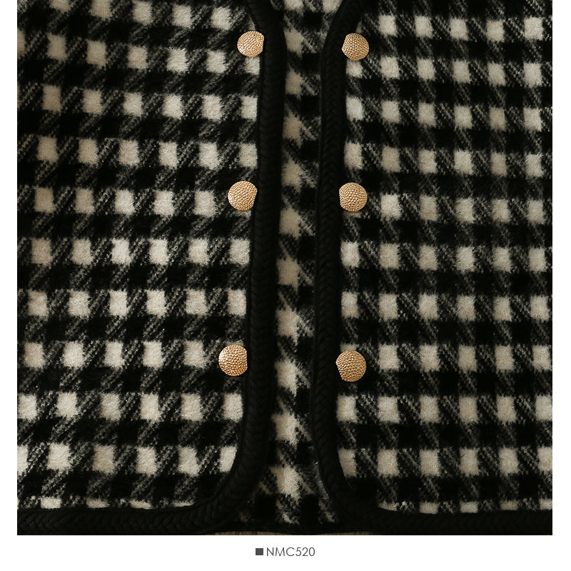 Hong Kong Vintage Plaid double breasted cardigan thickened sweater female  1943