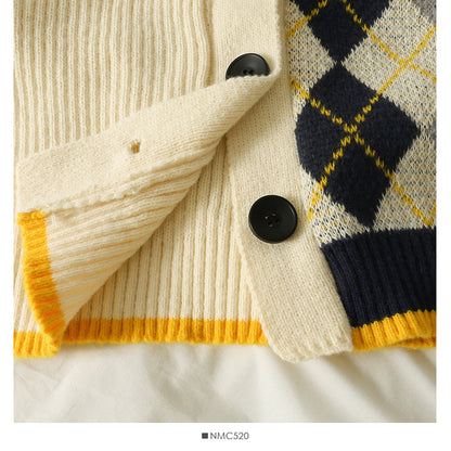 Contrast stitched diamond check single breasted low neck T-shirt  1840