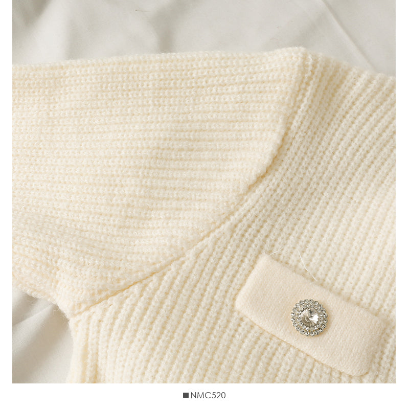 Small and versatile three button V-Neck long sleeved sweater coat  1733