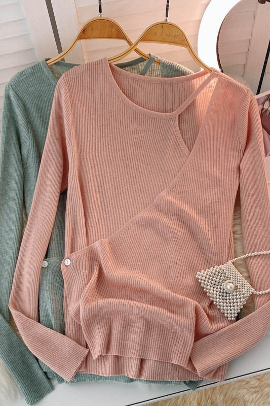 Autumn design sense small crowd mind hollowed out sweater women  1587