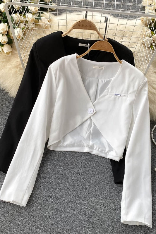 Hong Kong style suit coat women's one button small suit  1542