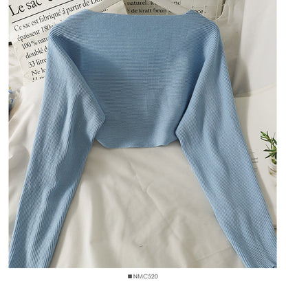 Early autumn Knitted Blouse new French shawl half  1693