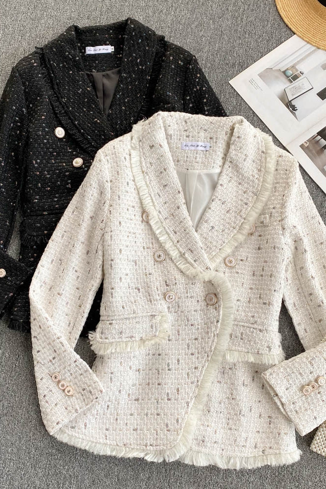 Early autumn retro small fragrant wind tweed coat  1554