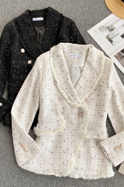 Early autumn retro small fragrant wind tweed coat  1554