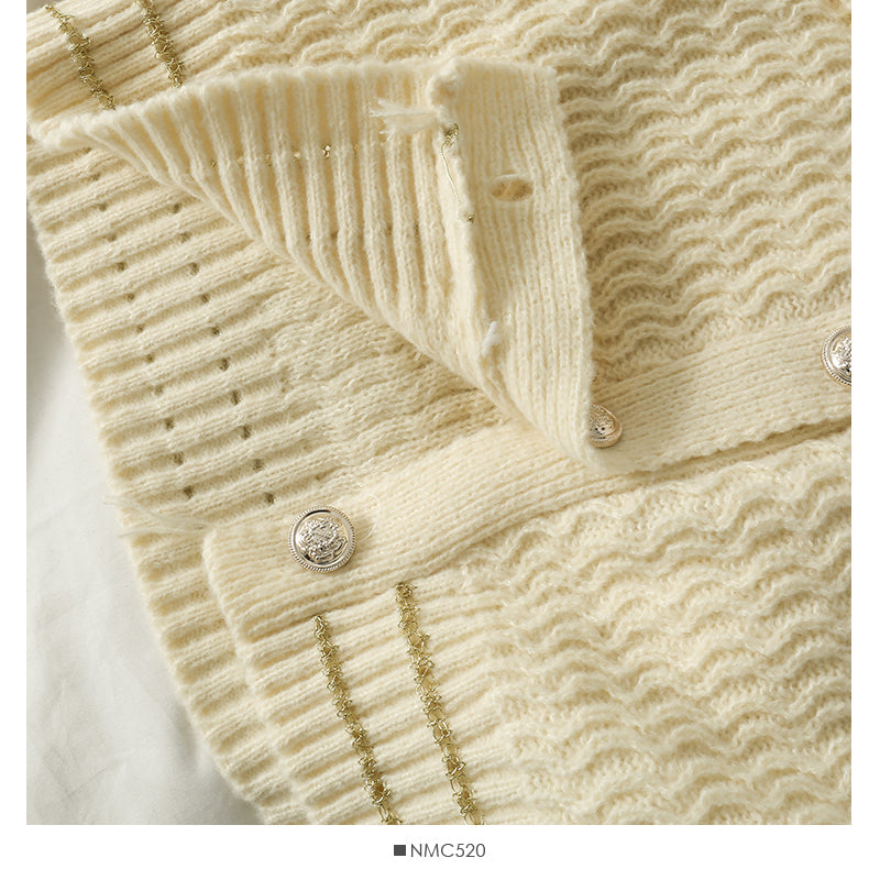 Sweater women's Phnom Penh wave edge stripe single breasted  1854