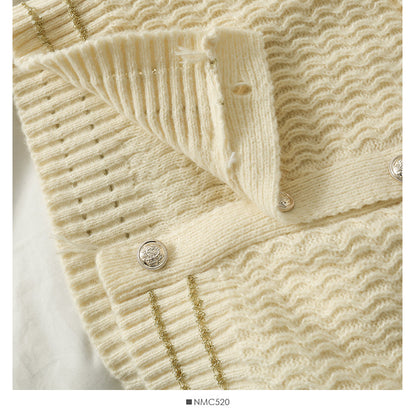 Sweater women's Phnom Penh wave edge stripe single breasted  1854